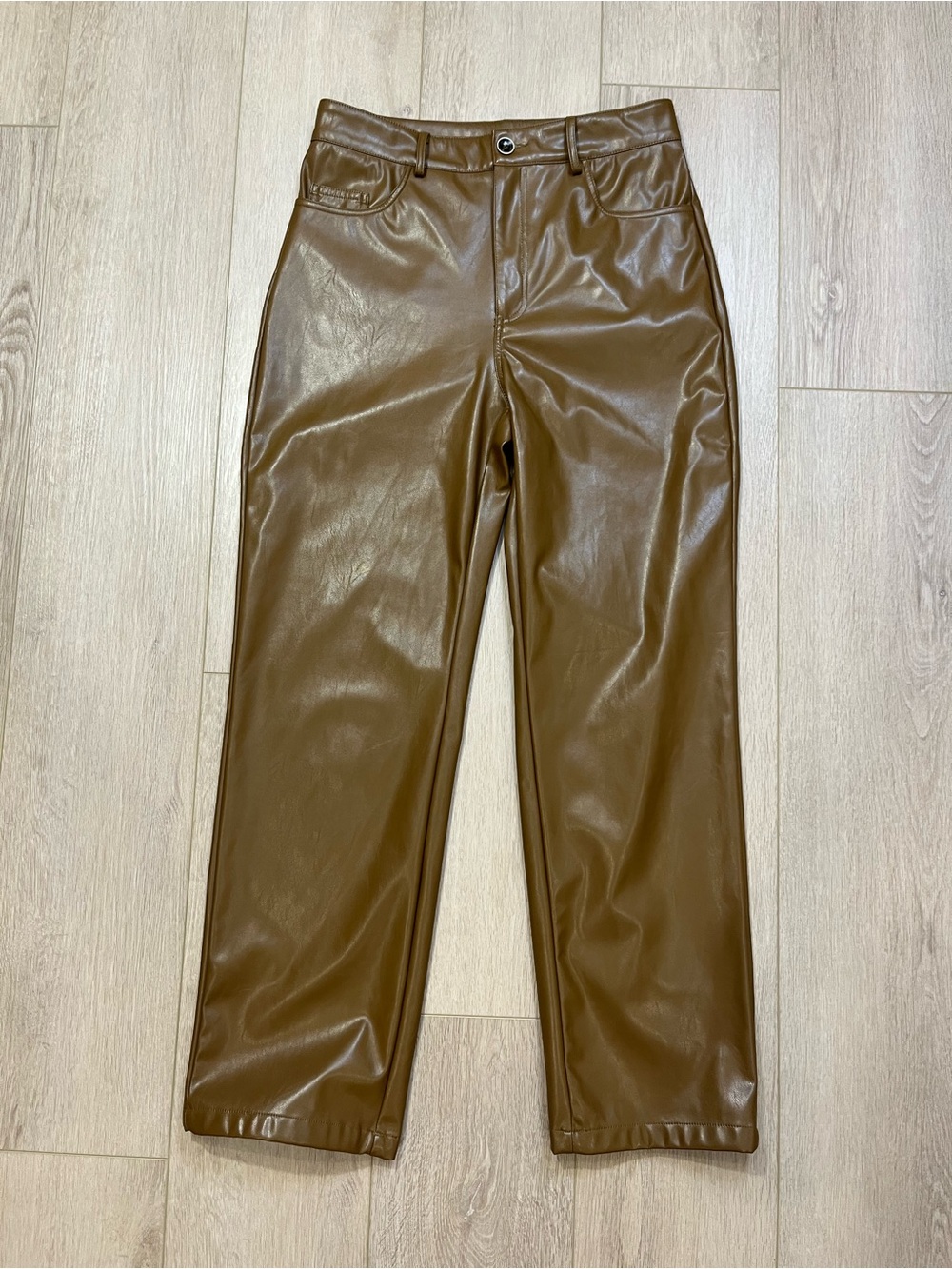 SHEIN Brown Faux Leather Straight Leg Pants - FREE SHIPPING on Bundles $95+